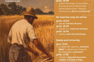 Plakat wydarzenia "Żniwa Łowickie" w Skansenie w Maurzycach