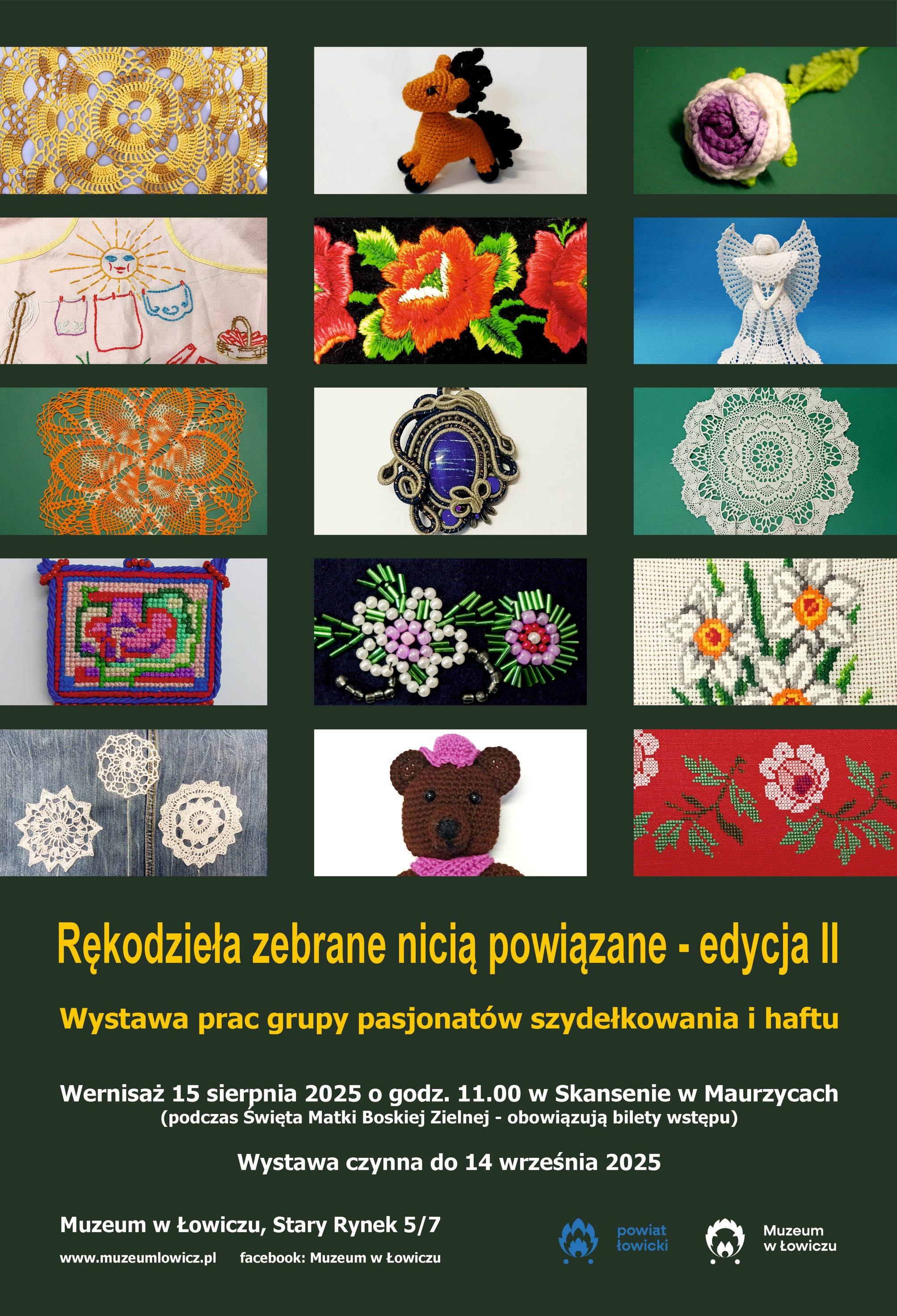 Plakat wystawy „Rękodzieła zebrane nicią powiązane – edycja II”